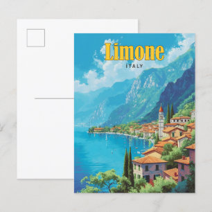 Blue Sky in Limone Italy Vintage Travel  Postcard