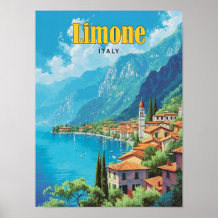 Blue Sky in Limone Italy Vintage Travel Poster