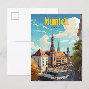Blue Sky in Munich Germany Vintage Travel  Postcard
