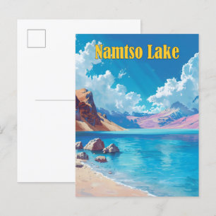 Blue Sky in Namtso Lake Tibet Vintage Travel Postcard