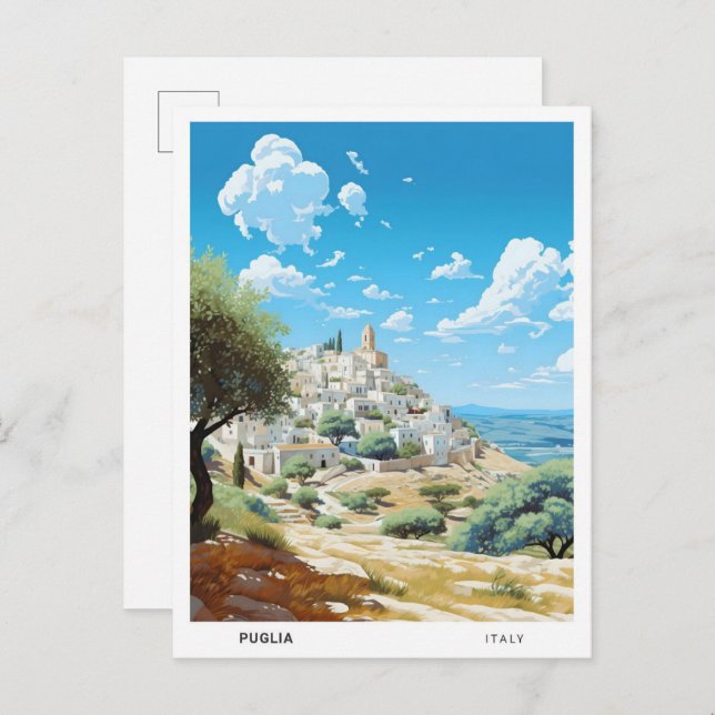 Blue Sky in Puglia Italy Vintage Travel  Postcard (Front/Back)