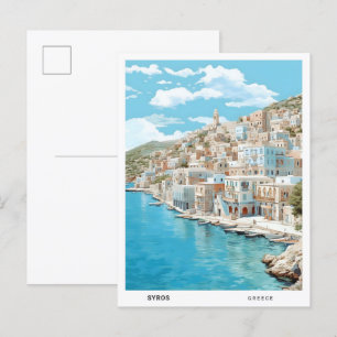 Blue Sky in Syros Greece Vintage Travel Postcard