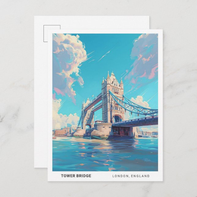 Blue Sky in Tower Bridge London England Travel  Postcard (Front/Back)