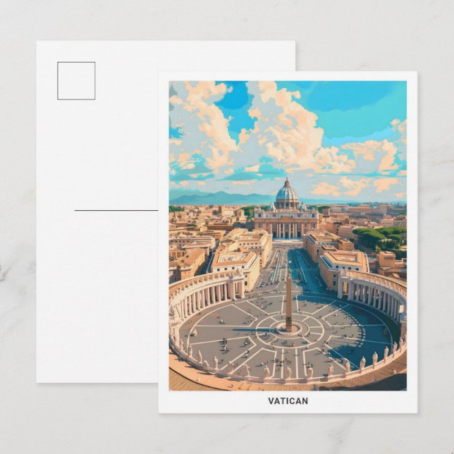 Blue Sky in Vatican Vintage Travel  Postcard (Front/Back)