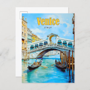 Blue Sky in Venice Italy Vintage Travel Postcard