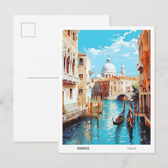 Blue Sky in Venice Italy Vintage Travel  Postcard (Front/Back)