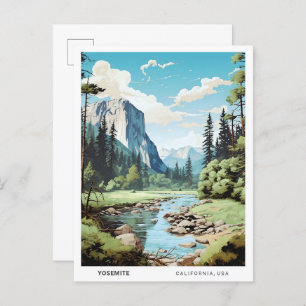 Blue Sky in Yosemite California Vintage Travel  Postcard
