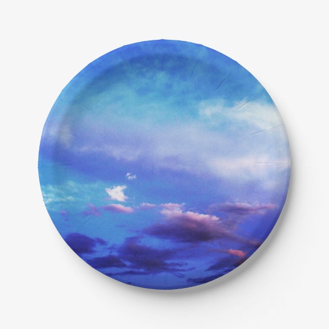 Blue Sky Landscape Photography Art Paper Plate (Front)