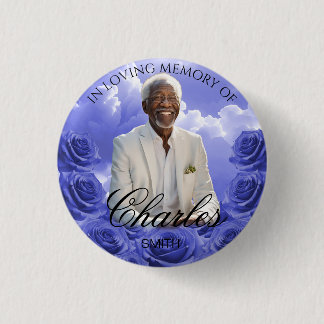 Blue Sky Memorial Button Blue Roses Memorial Butto
