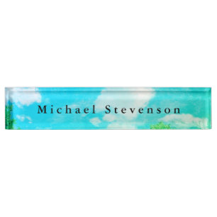 Blue Sky Modern Design Unique Personal  Nameplate