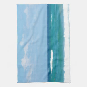 Blue Sky Ocean Waves Breaking At Delray Shore Tea Towel