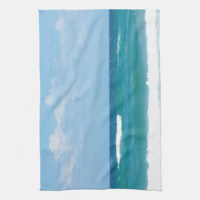 Blue Sky Ocean Waves Breaking At Delray Shore Tea Towel (Vertical)