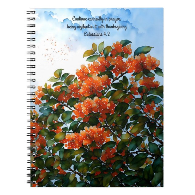 Blue Sky Orange Flowers Art Prayer Journal (Front)