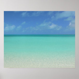 "BLUE SKY OVER CLEAR BLUE GREEN CARIBBEAN WATER" POSTER