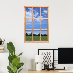 Blue Sky over the Park View - Faux Window Poster