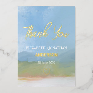 Blue Sky Painted Landscape Wedding Thank You