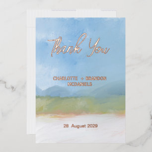 Blue Sky Painted Landscape Wedding Thank You