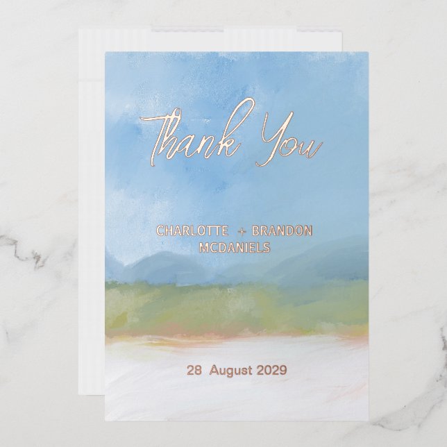 Blue Sky Painted Landscape Wedding Thank You  (Envelope)