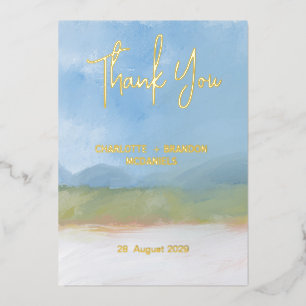 Blue Sky Painted Landscape Wedding Thank You