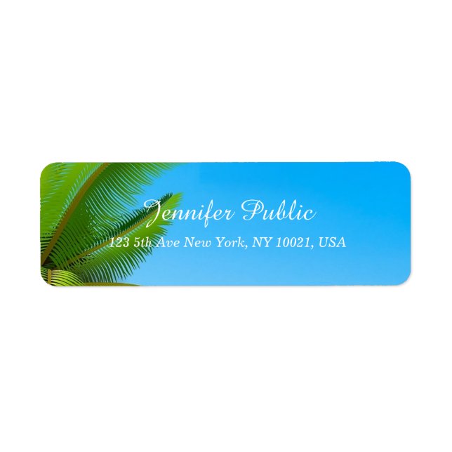 Blue Sky Palm Leaves Modern Elegant Hand Script (Front)