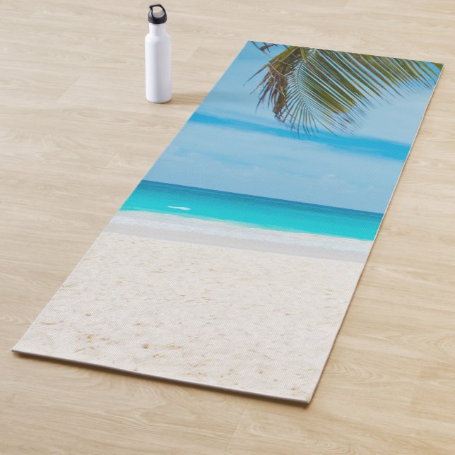 Blue Sky Palms Sea Sand Fitness Elegant Template Yoga Mat (In Situ)