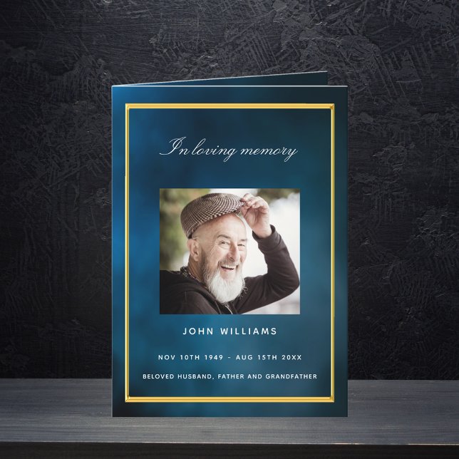 Blue sky photo funeral program thank you card (Creator Uploaded)