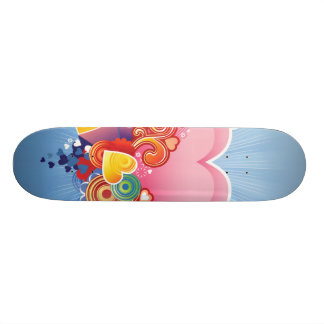 Blue Sky Pink Heart Skateboard