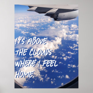 Blue sky poster Airplane window view