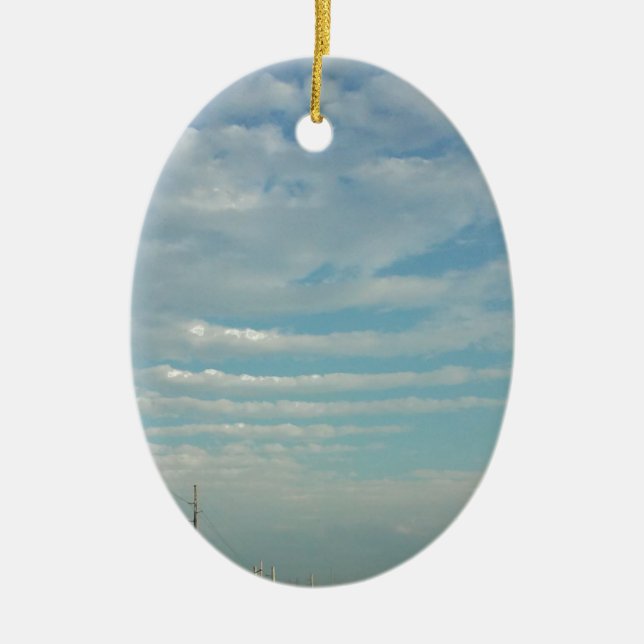 blue sky ripple clouds ceramic tree decoration (Front)
