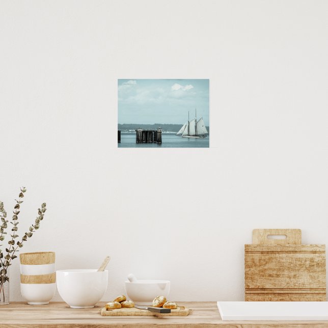 Blue Sky Sailboat Adventures Photography Poster (Kitchen)
