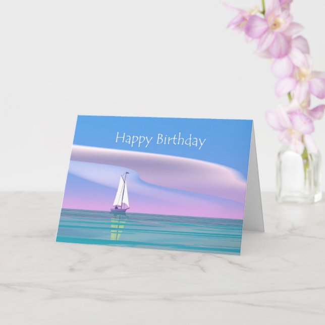 Blue Sky Sailing Birthday Card (Orchid)