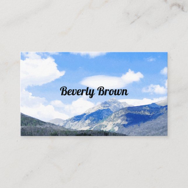 blue sky scenic mountain landscape custom business card (Front)