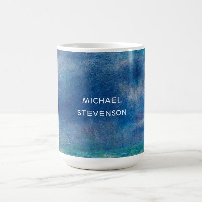 Blue Sky Sea Abstract Unique Chic Modern Minimal Coffee Mug (Center)