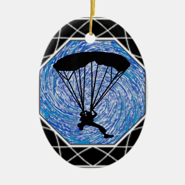 BLUE SKY SKYDIVING CERAMIC TREE DECORATION (Front)