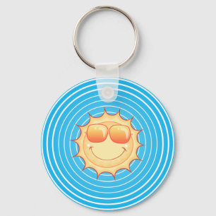 Blue Sky Smiling Sun Key Ring