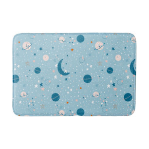 Blue Sky & Space Pattern Bath Mat