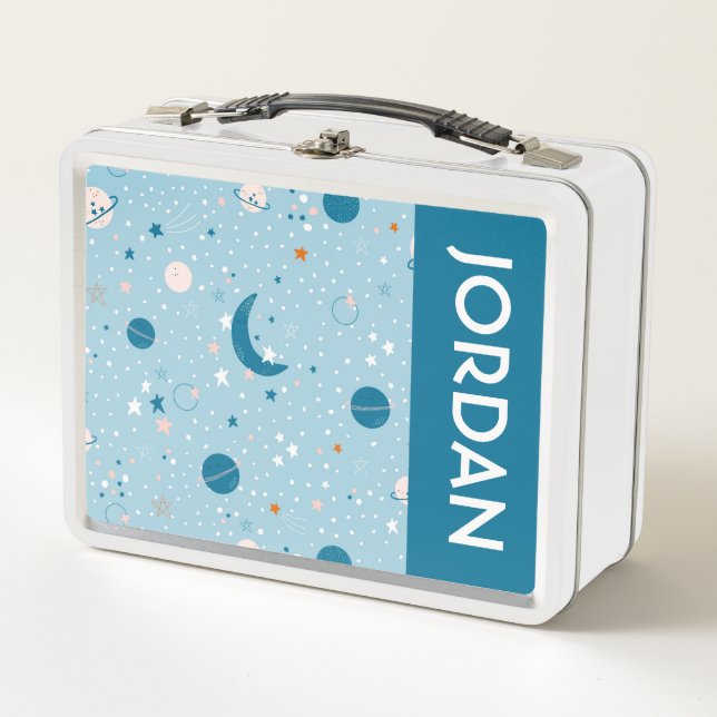 Blue Sky & Space Pattern Metal Lunch Box (Front)