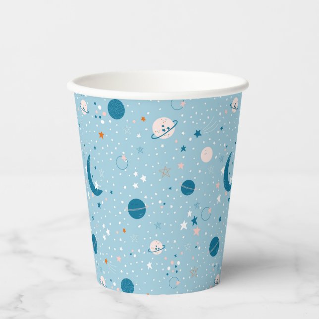 Blue Sky & Space Pattern Paper Cups (Front)
