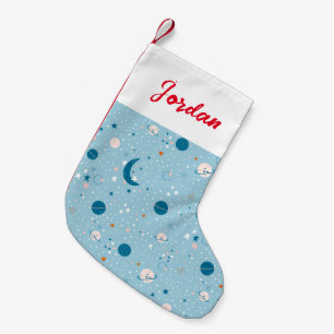 Blue Sky & Space Pattern Small Christmas Stocking
