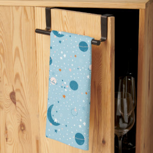 Blue Sky & Space Pattern Tea Towel
