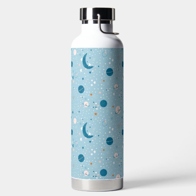 Blue Sky & Space Pattern Water Bottle (Left)