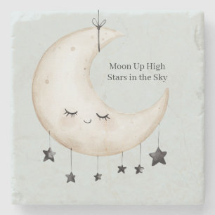 Blue Sky Stars Happy Moon Eyelashes Stone Coaster