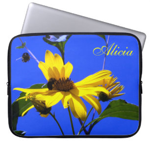 Blue Sky, Sunflowers N Bees Laptop Sleeve
