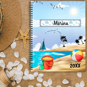 Blue sky sunny tropical beach customised planner