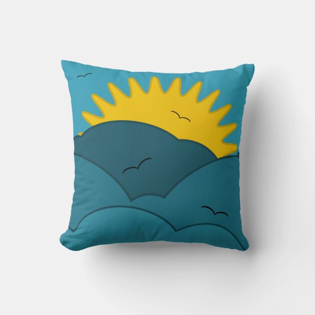 Blue Sky Throw Pillow with Sun (Front)