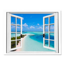 Blue Sky Tranquil Sea View Fake Window