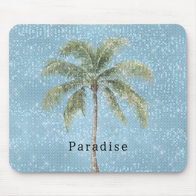 Blue Sky Tropical Palm Tree Sparkle  Mouse Mat (Front)