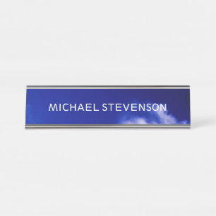 Blue Sky Unique Chic Modern Minimal Desk Name Plate