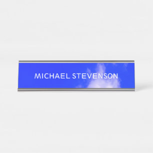 Blue Sky Unique Chic Modern Minimal Desk Name Plate