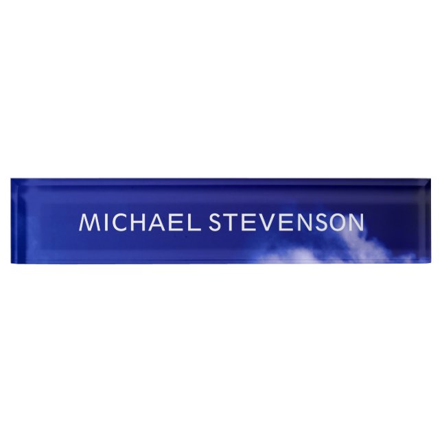 Blue Sky Unique Chic Modern Minimal Nameplate (Front)